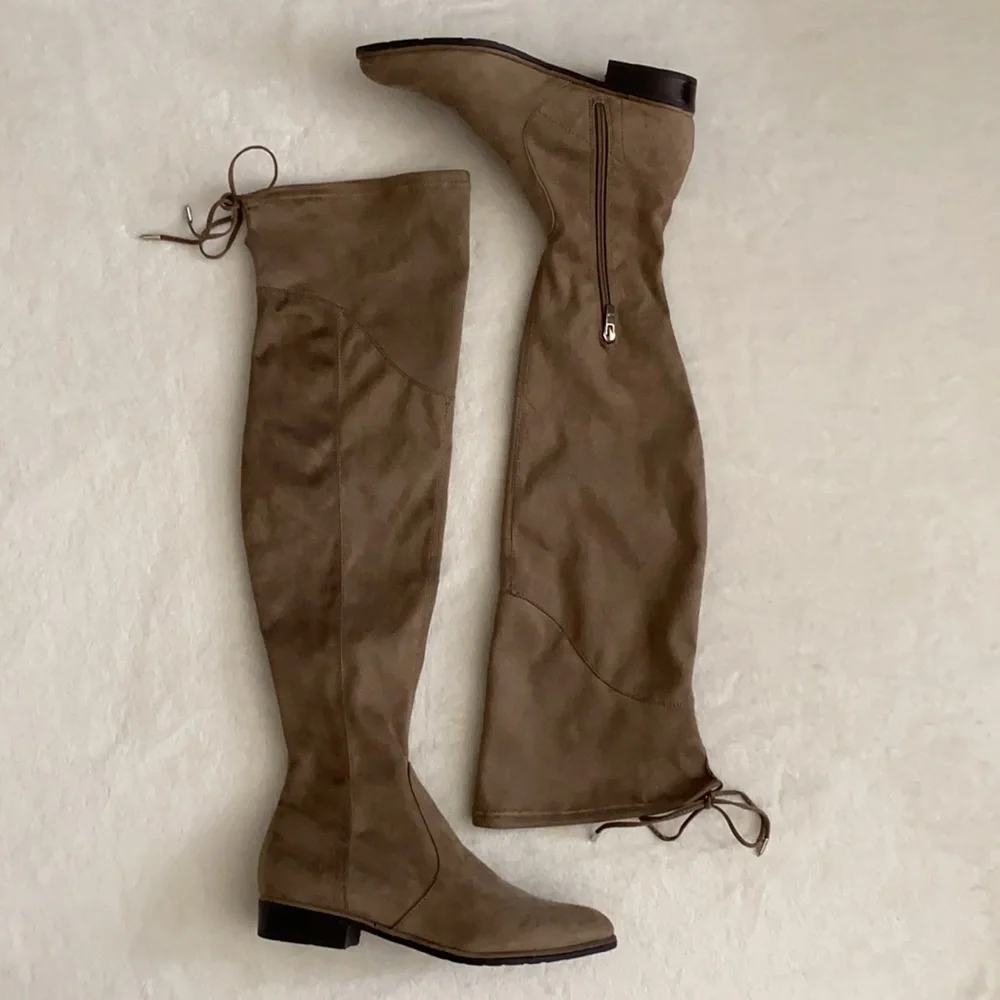 {NWOT} Marc Fisher | Hulie Over the Knee Boots Faux Suede MFHULIE Taupe (8.5 M)